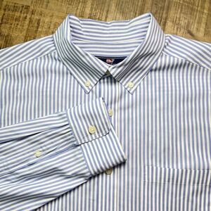 VINEYARD VINES Dress Shirt Men Size L Blue White Striped Long Sleeve Button Down